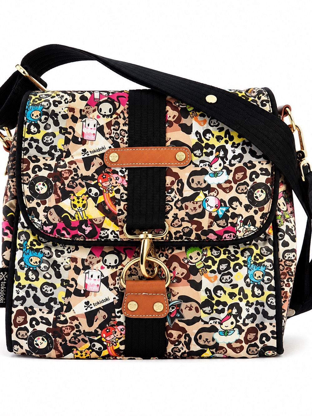 Tokidoki Multicolor Crossbody Messenger Bag Black Trim Gold Hardware - Picture 2 of 8